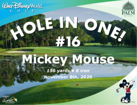 Hole in One certificate with Mickey Mouse