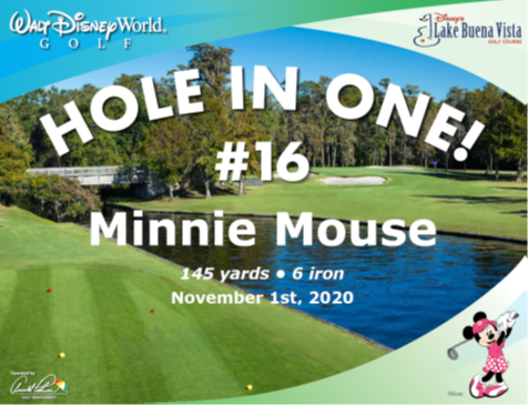 Hole in One certificate with Minnie Mouse